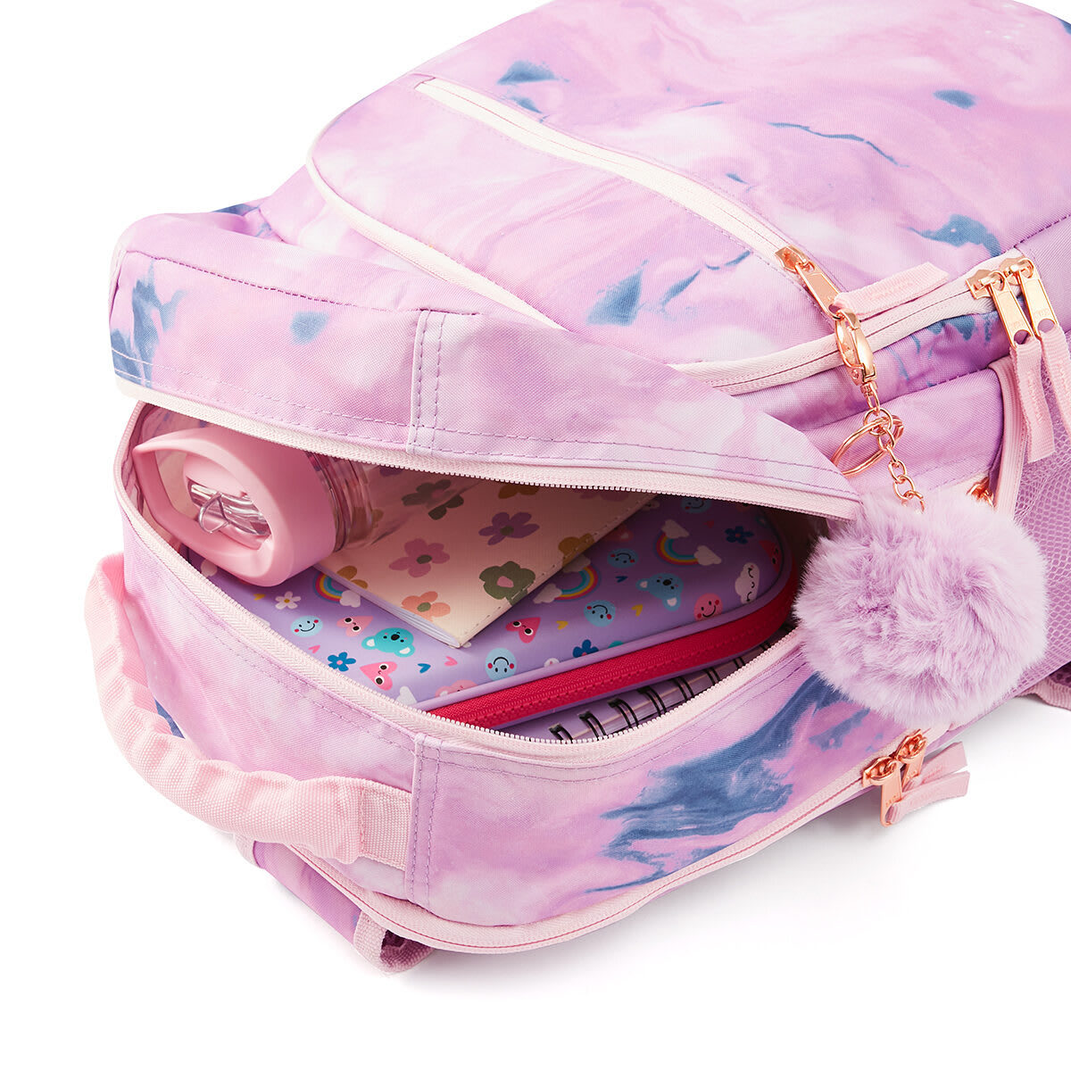 3 piece set backpack - pink swirl