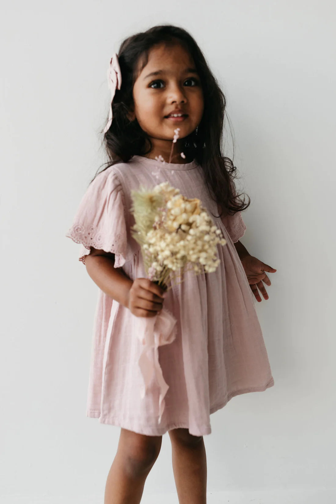 Organic Cotton Muslin Phillipa Dress - Powder Pink