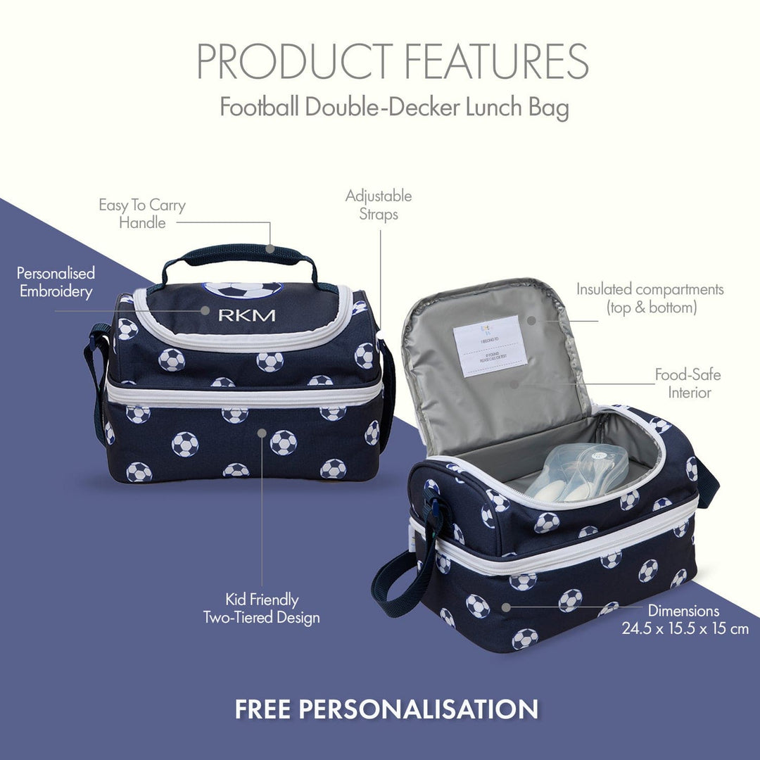 Football insulated double decker lunch bag