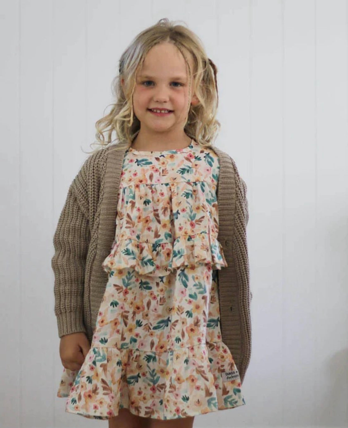 Retro floral ruffle dress