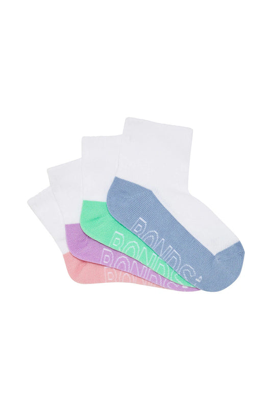 Kids Logo Light Quarter Crew Socks 4 Pack - Pink