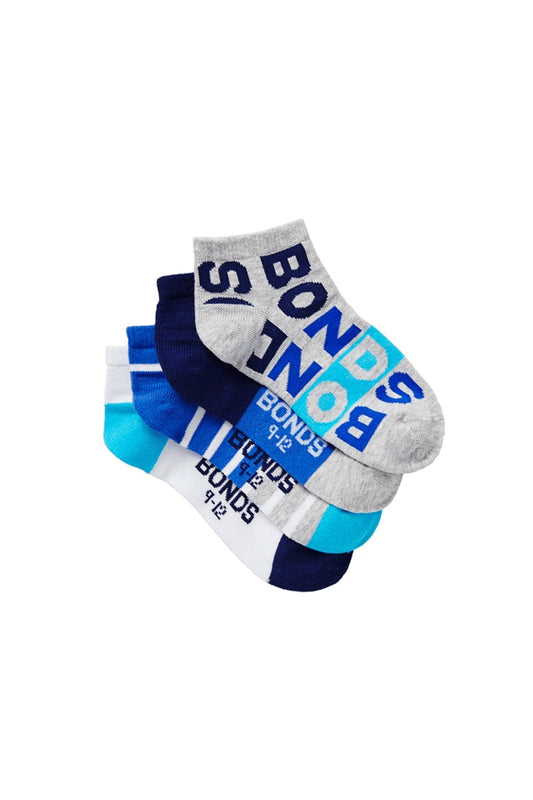 Kids Fashion Trainer Socks 4 Pack - Blue