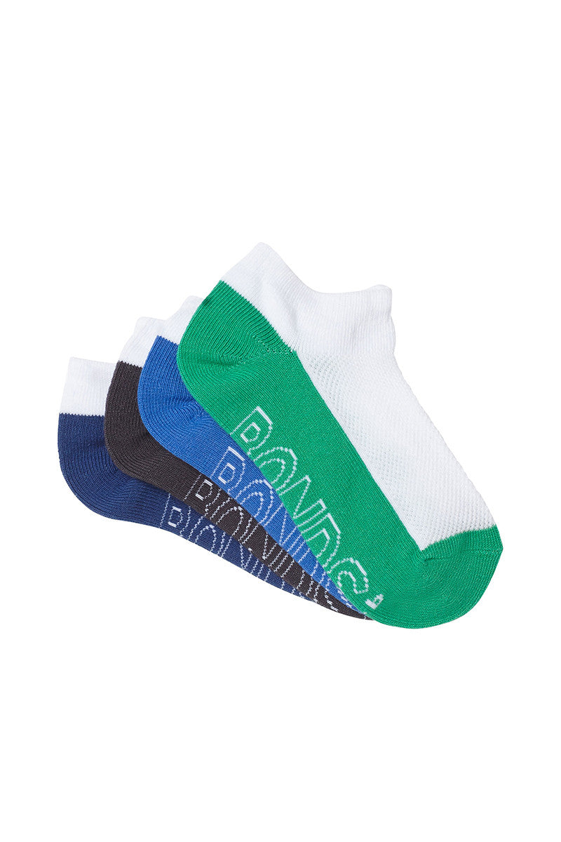 Kids Logo Lightweight Low Cut Socks 4 pack - blue|grey|navy|green