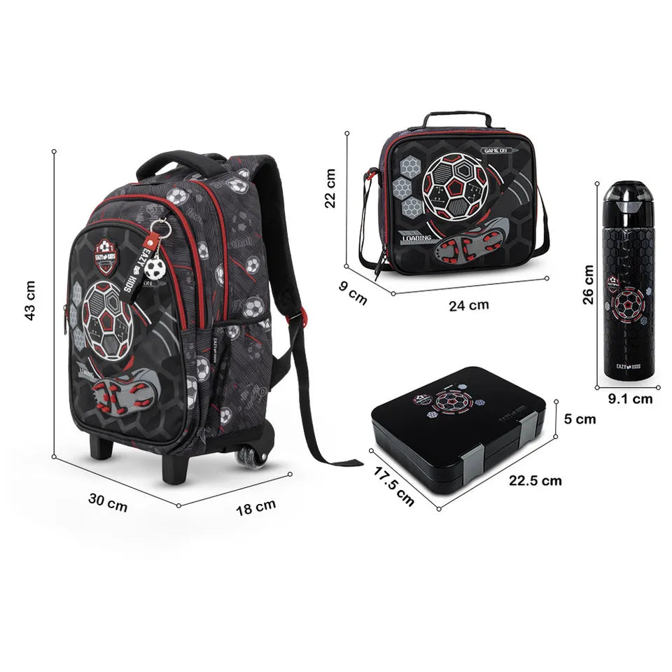 Trolley Set - 7 pieces football black/red
