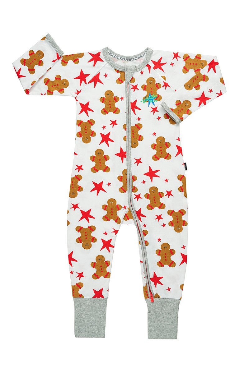 BONDS 2 way zip wondersuit - gingerbread white