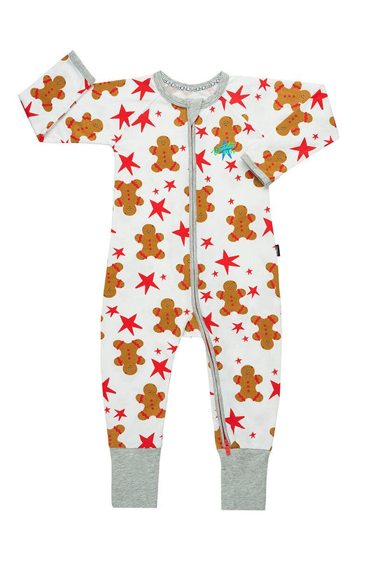 BONDS 2 way zip wondersuit - gingerbread white