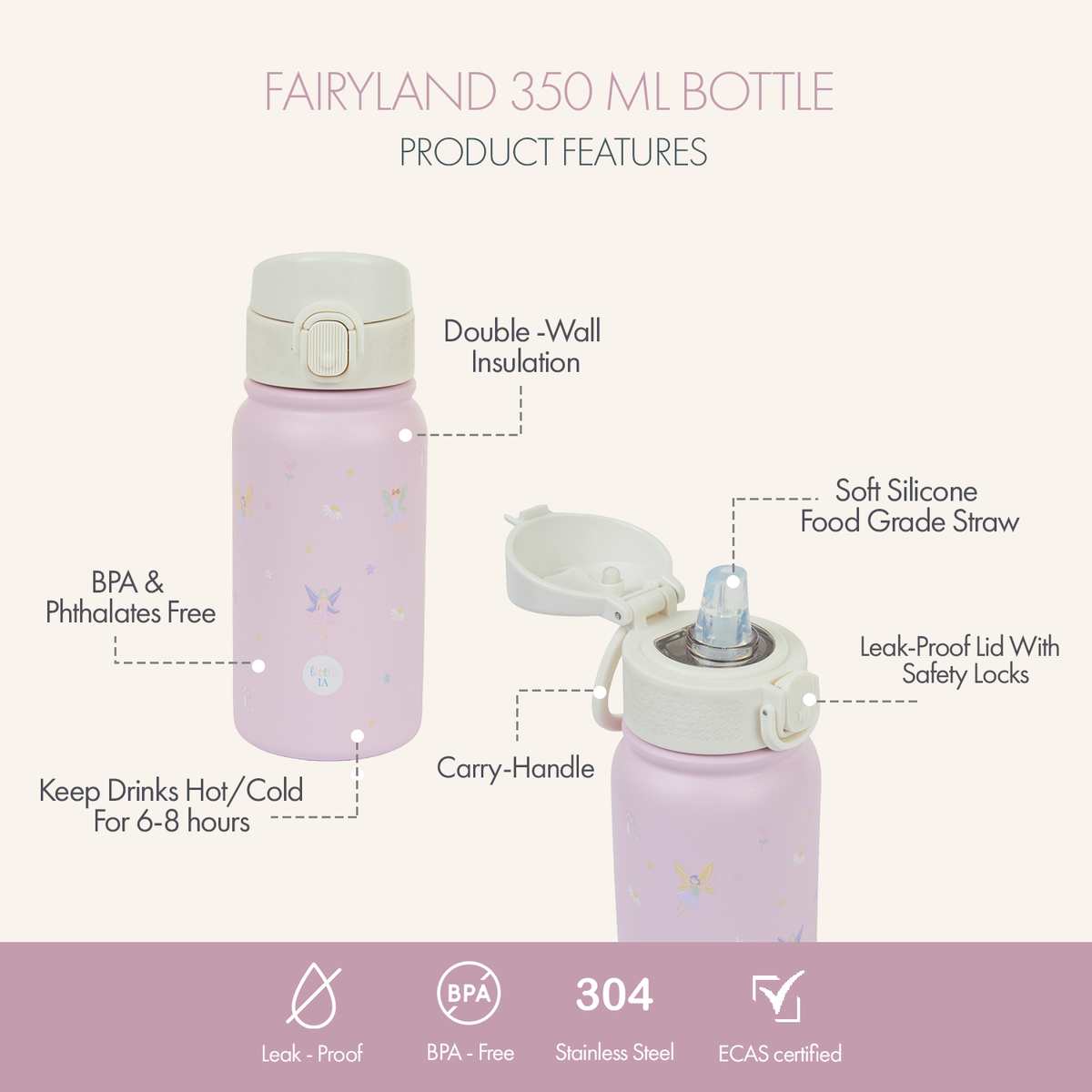 Fairyland stainless steel water bottle