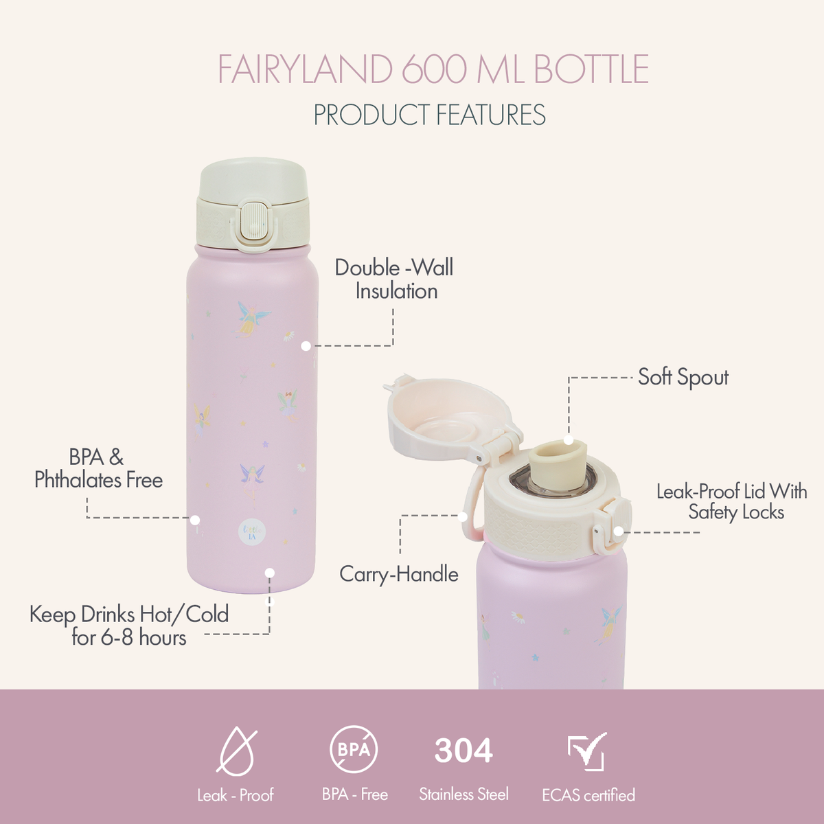 Fairyland stainless steel water bottle