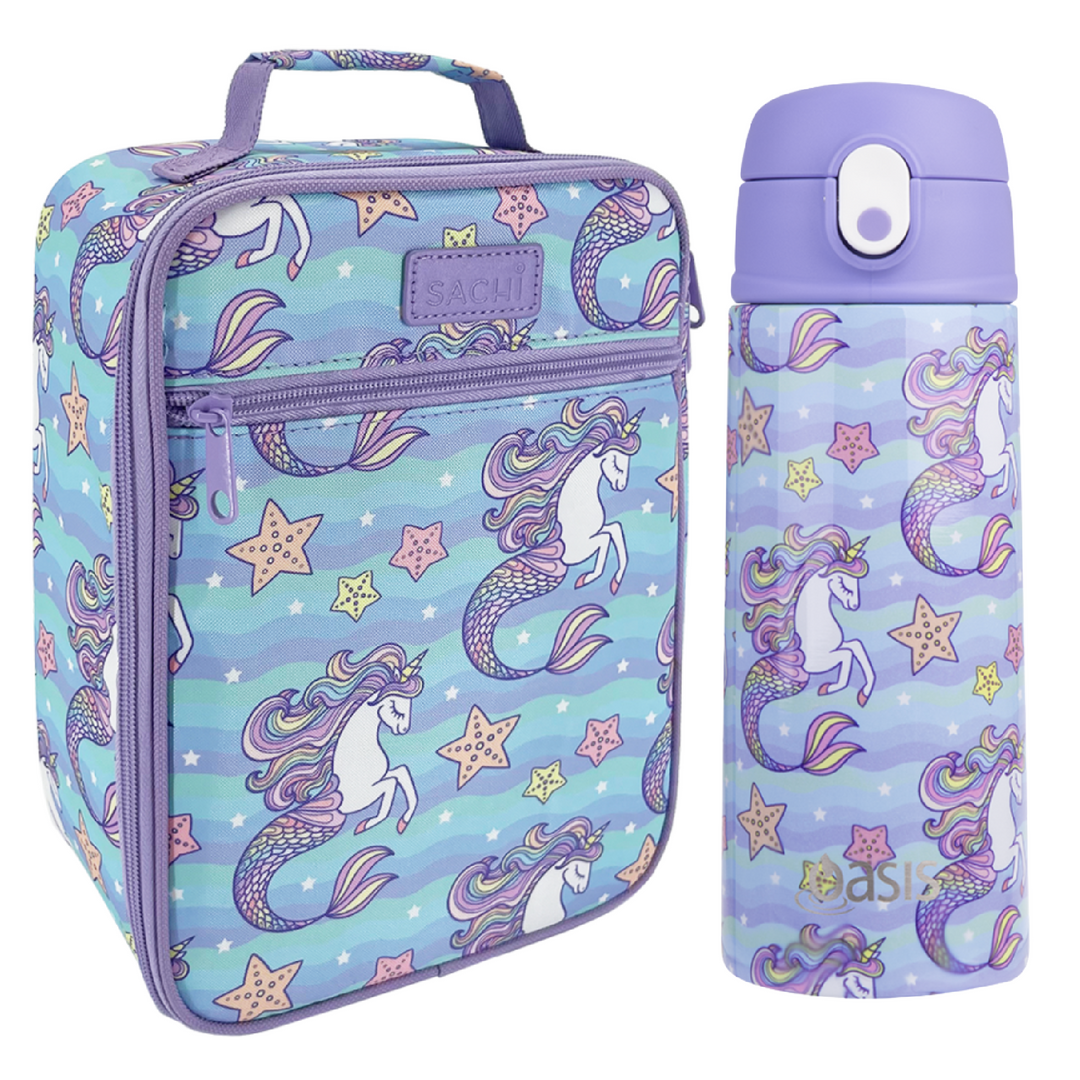 Oasis Insulated Drink Bottle with Sipper 550ml - Mermaid Unicorns